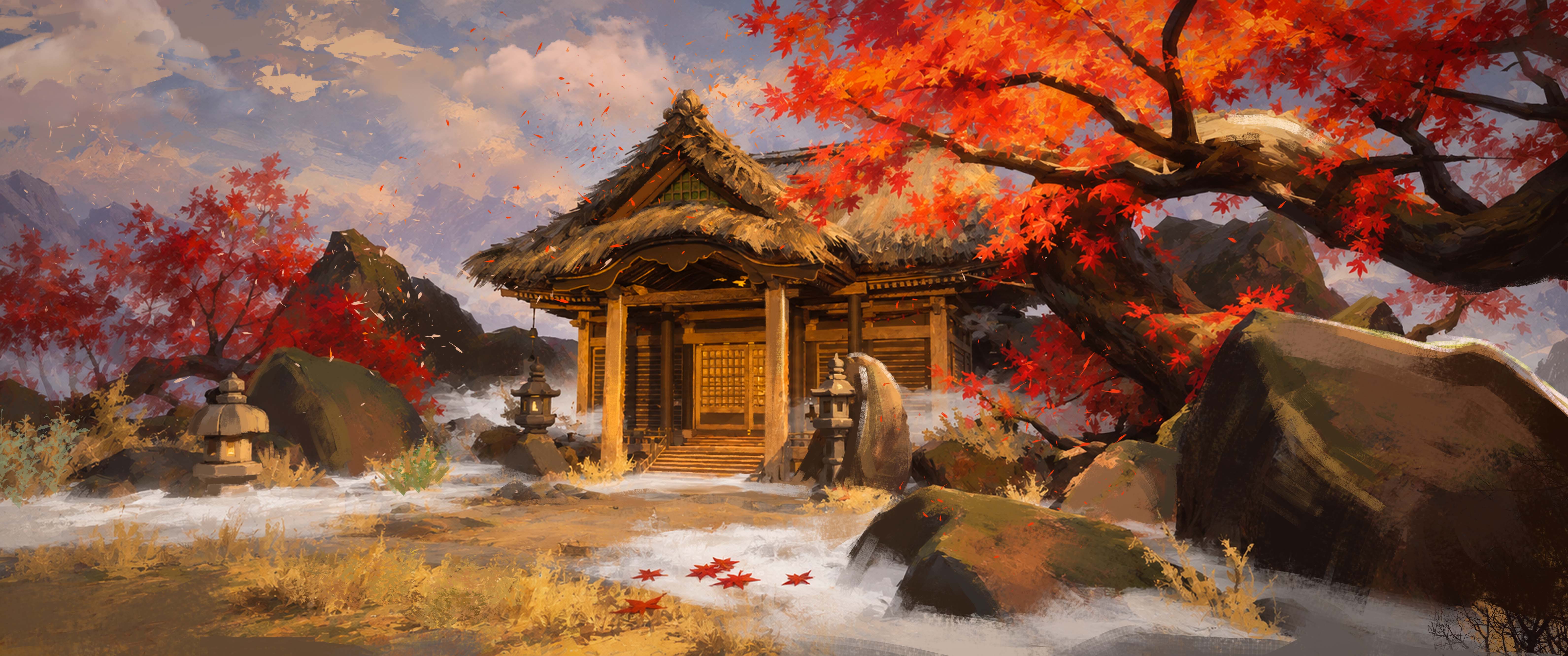 红枫场景 · 上色与绘画